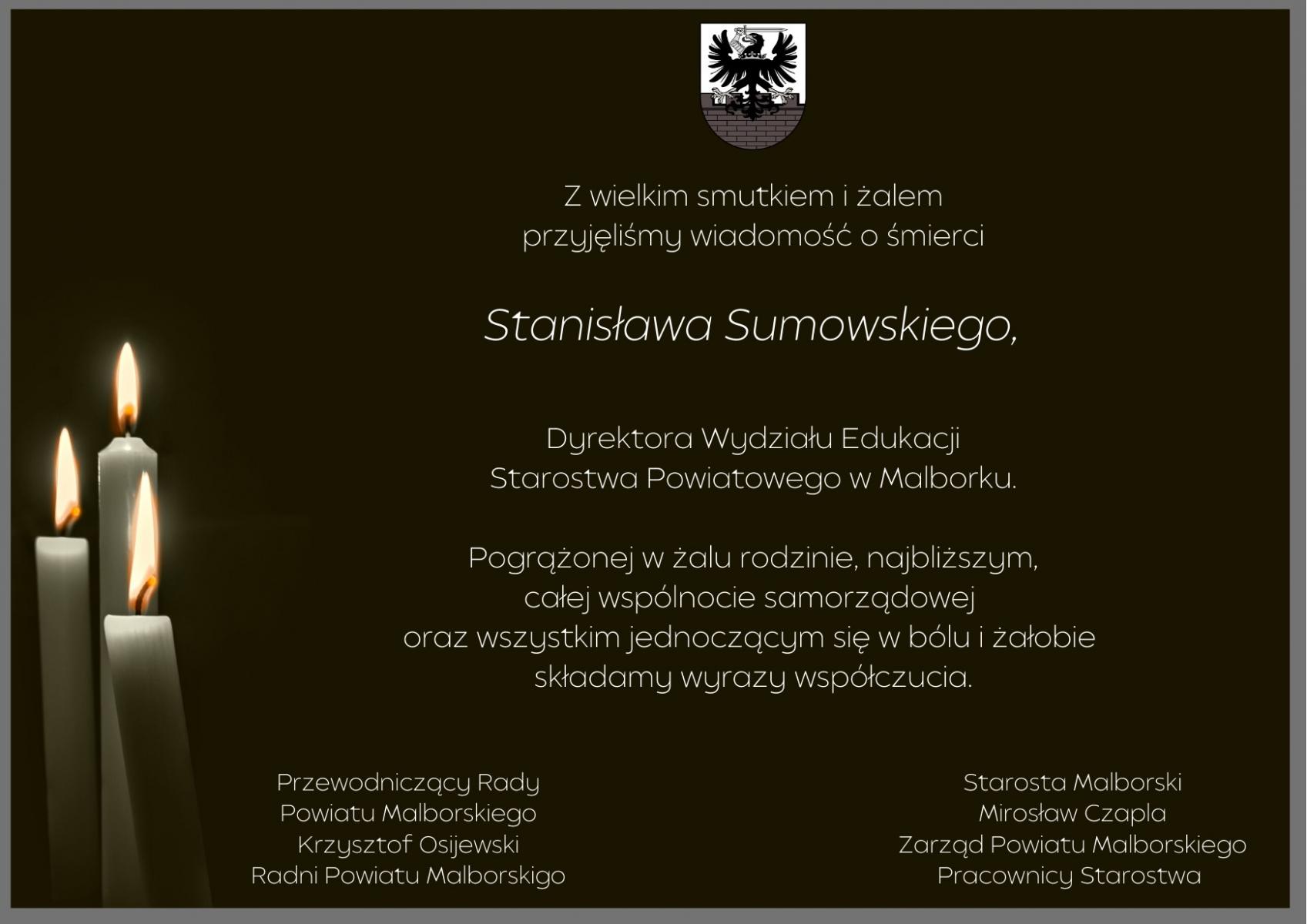 Zmarł Stanisław Sumowski, nauczyciel, poeta, dyrektor Wydziału Edukacji